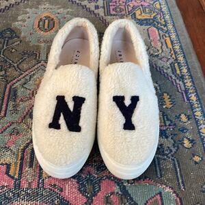 Joshua Sanders NY leather wool shearling plush slip on loafers sz 41